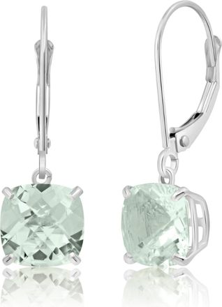 MAX + STONE Solid 10k Yellow or White Gold 8mm Cushion Cut Dangle Gemstone Earrings