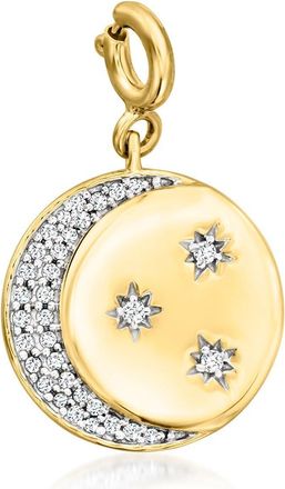 Ross-Simons Diamond Moon and Stars Charm in 18kt Gold Over Sterling