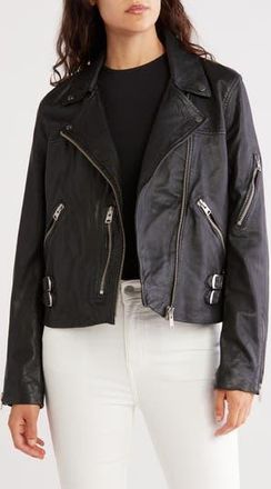 AllSaints Prescott Leather Biker Jacket in Black at Nordstrom Rack, Size 6 Us / 10 Uk