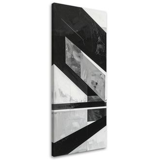 Feeby Cuadro En Lienzo, Abstracci&oacute;n Geom&eacute;trica En Blanco Y Negro, 40x120