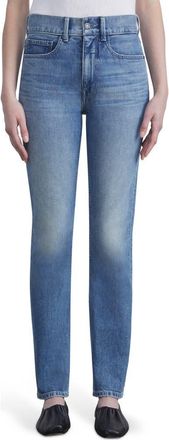 Lafayette 148 New York Reeve High Waist Straight Ankle Jeans in Faded Skyline at Nordstrom, Size 31