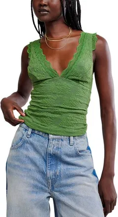 Free People Loved You First Lace Tank in Forest Fairy at Nordstrom, Size X-Small