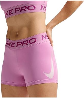 Nike Pro 3 Shorts Womens Shorts Light Magenta/Hot Fuchsia/Metallic Silver : XL (US 16-18), Polyester/Spandex