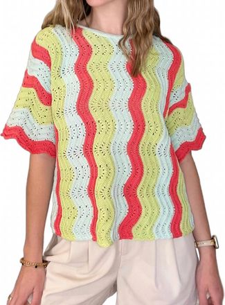 B.YU Crochet Stripe Top In Multi