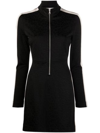 Palm Angels leopard track mini dress - women - Spandex/Elastane/Polyester/Viscose/Polyamide - M - Black