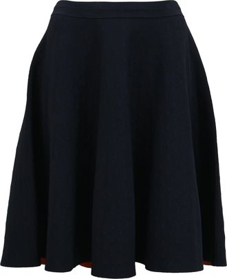 Akris Punto A-Line Midi Skirt in Navy Blue Wool
