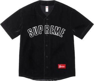 SUPREME Fluwelen honkbalshirt - Zwart