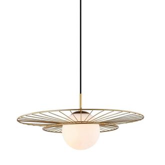 Netlighting Modern Hanging Pendant Golden 1 Light with White Shade E27 in Gold