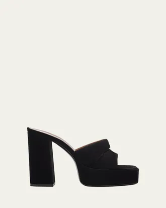 Giuseppe Zanotti 115mm Suede Platform Slide Sandals