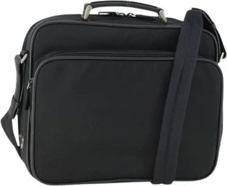 Prada Pre-owned Convertible aktetas met voorvak - unisex - Vintage Schoudertas - Zwart - ONE Size - Leer - Vintage