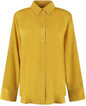 Amaya Amsterdam Korte Mouw Blouse Coco - Dames - Overhemden - Geel - S - Polyester - Overhemden