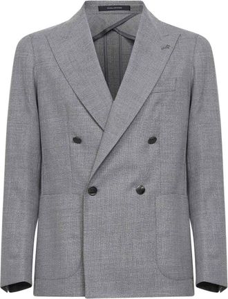 Tagliatore Peak-lapel Logo-pin Blazer - Heren - Blazers - Grijs - S - Wol - Jassen