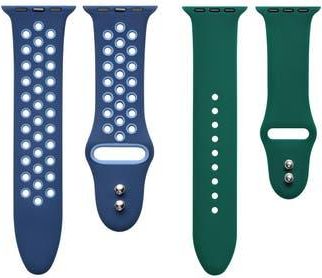 Posh Tech 2-Pack Assorted Silicone Apple Watch Watchbands in Blue/Green at Nordstrom Rack