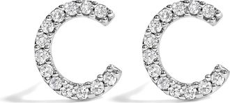 House of Brilliance 10K Gold 1/10 Cttw Diamond Initial A to Z Stud Earring