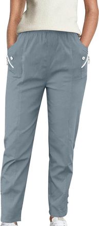 Generic Trousers for Women UK Elasticated Waist Pull on Trouser with Pocket Lightweight Summer Stretch Straight Leg Trousers My Orders Sale Clearance Casual E