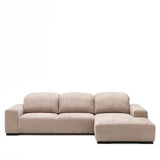 DRAWER Sof&aacute; de esquina derecho para 4 personas con cabezales - Crudo