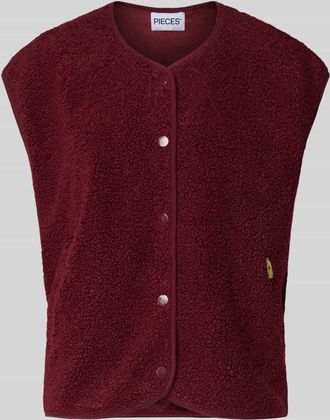 Pieces Relaxed Fit Weste in Leopard-Optik Modell KATTY in Bordeaux, Gr&ouml;&szlig;e XL