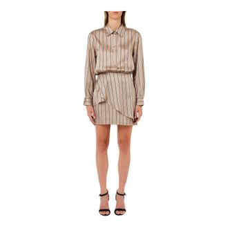 Liu Jo Shirt Dresses, female, Beige, Size: XL Short Striped Dress