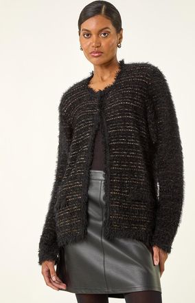 Roman Fluffy Textured Knit Cardigan