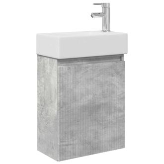vidaXL M&oacute;dulo De Ba&ntilde;o Con Grifer&iacute;a Gris Hormig&oacute;n 45,5 X 22,5 X 84 Cm Vidaxl