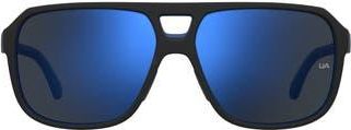 Under Armour Cruise 61mm Pilot Sunglasses in Matte Black Blue at Nordstrom Rack