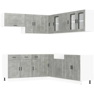 vidaXL Vidaxl - Mueble Cocina Porto Gris Hormig&oacute;n 11 Pzas Madera Contrachapada