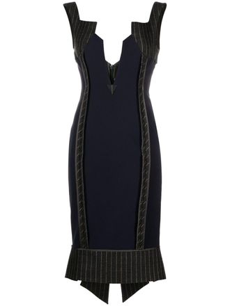 Moschino Abito midi con scollo a V - Blu