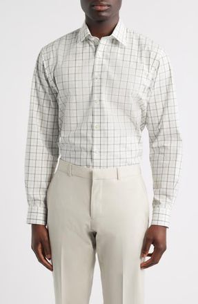 Nordstrom Traditional Fit Check Non-Iron Cotton Dress Shirt in Green-Blue Windford Plaid at Nordstrom, Size 16.5 - 36