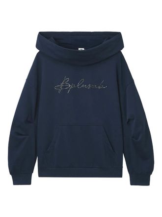 B+ab embellished-logo hoodie - women - Polyester/Cotton - S - Blue