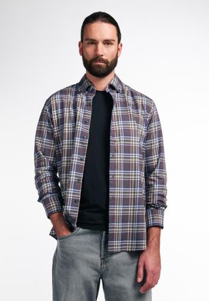 Eterna Langarmhemd ETERNA REGULAR FIT, Herren, Gr. L, US-Gr&ouml;ssen, gr&uuml;n, Flanell, 70% cotton, 30% Lyocell, normal, Manschette, Hemden Langarmhemd, EASY IRON (