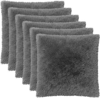 vidaXL Funda De Almohada 6 Pcs Heerlen Gris Claro 55 X 55 Cm Fleece Pv Vidaxl