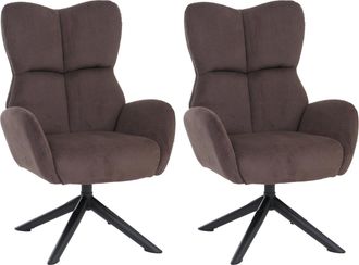 Hhg [nunca Usado] Juego De 2 Sillas De Comedor Hhg-533, Silla Relax, Silla De Sal&oacute;n, Silla Tapizada, Giratoria, Metal Y Cord&oacute;n (320 G/m&sup2;), Marr&oacute;n Oscuro