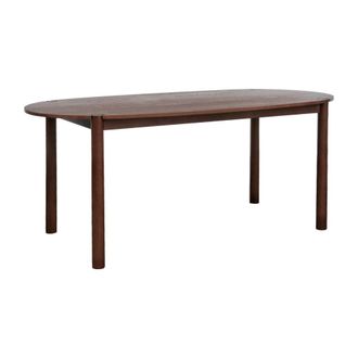 Sweeek Mesa de comedor ovalada de madera de hevea, 6 plazas, nogal