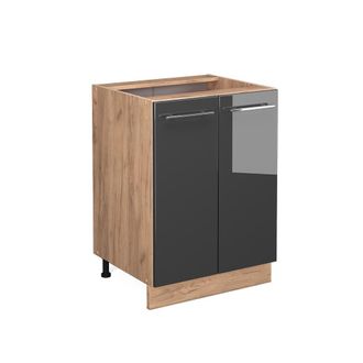 Vicco Mueble Bajo De Cocina Fame-line, Antracita Alto Brillo, 60 Cm Sin Encimera