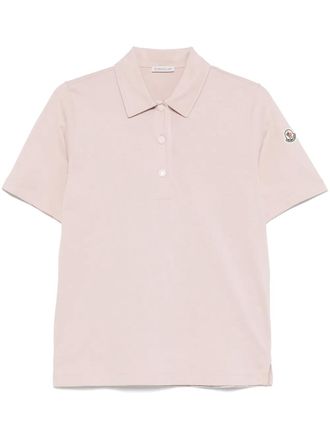 Moncler logo-patch polo top - women - Cotton/Polyester - L - Pink