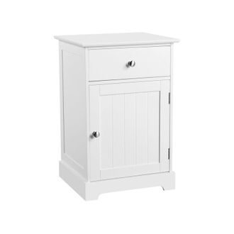 Yaheetech Yaheetech - Mesitas De Noche Vintage Con Caj&oacute;n 35x40x60cm Mesilla Auxiliar Con Caj&oacute;n Mesa Lateral Para Dormitorio Sal&oacute;n Sala De Estar Armario Blanco