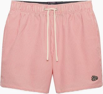 Superdry Mens Superdry Mens Seer Sucker 15 Swim Shorts - Pink - Size: 35/34/32