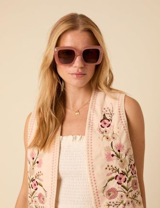 Nobody's Child Pink Square Maia Sunglasses