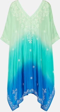 Juliet Dunn Embroidered ombre silk kaftan