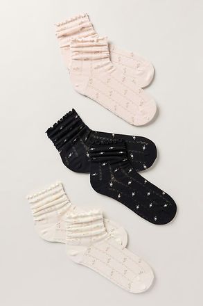 For Love & Lemons Pointelle Floral Crew Socks
