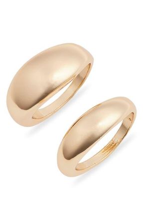 Open Edit Set of Two Domed Rings in Gold at Nordstrom, Size 7