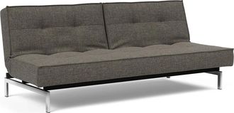 Innovation Splitback Schlafsofa, 3-Sitzer, chrome / dunkelgrau (216 Flashtex)