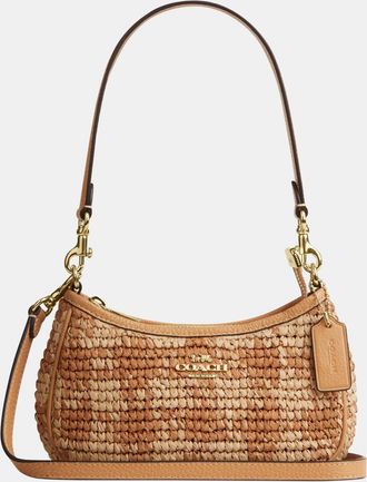 Coach Womens Teri Mini Crossbody Bag With Gingham Print - Beige - One Size