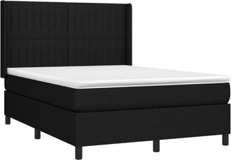 vidaXL Cama Box Spring Con Colch&oacute;n Tela Negro 140x190 Cm Vidaxl