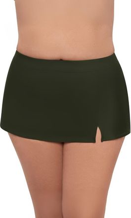 Aqua Green Plus Size Full Coverage Skirted Swimsuit Bottom with Side Slit in Malachite at Nordstrom, Size 1 X