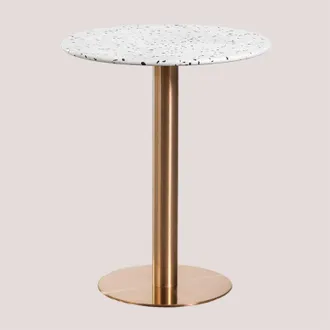 Sklum Mesa de Bar Redonda en Terrazo (Ø60 cm) Malibu SKLUM Oro Rosa