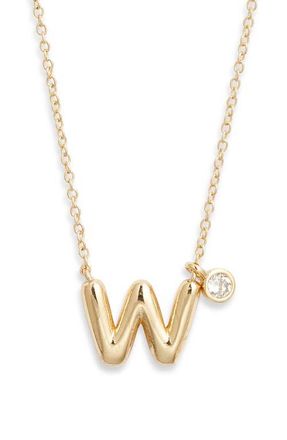 Chelsea28 Goldtone Initial Pendant Necklace in W- Clear- Gold at Nordstrom