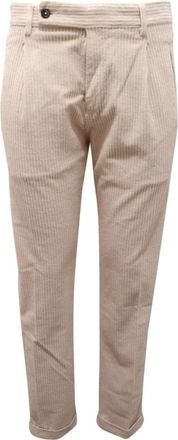 Berwich Fluwelen Broek Retro Stijl - Heren - Slim Fit Broeken - Wit - XS - Broeken
