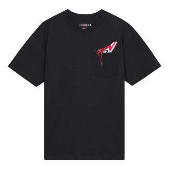 Nike Jordan Mens Air Jordan 1 Pocket Shoes Embroidered Round Neck Short Sleeve Black T-Shirt DO1928-010