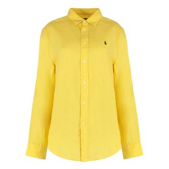 Polo Ralph Lauren Shirts, female, Yellow, XL, Linen Shirt